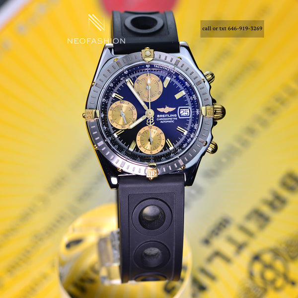 Breitling Chronomat 18K Gold & Stainless Steel Black Dial B13352