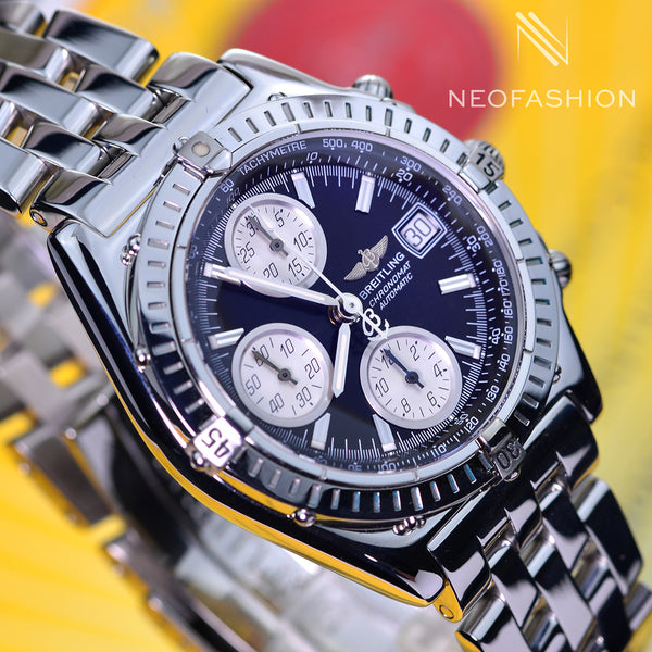 Breitling Chronomat Stainless Steel Black Dial A13352 Mens Watch