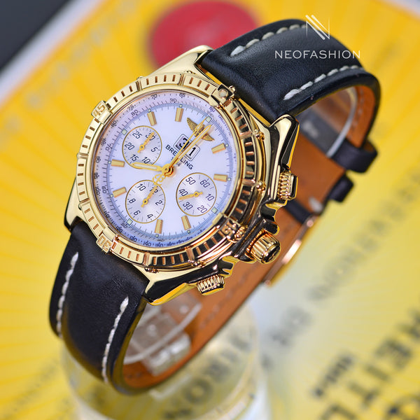 Breitling Crosswind Special Solid 18K Gold Mother Of Pearl Dial Mens Watch  K44355