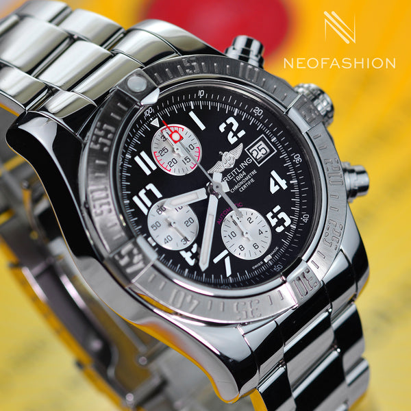 Breitling Avenger II Black Dial 43mm Stainless Steel Mens Watch