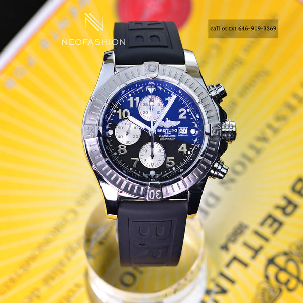 Breitling Super Avenger Chronograph Black Dial A13370 Mens Watch