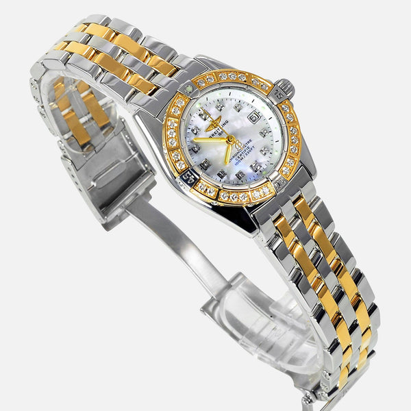 Breitling Callistino 18k Gold/SS Ladies Chronometer MOP Diamond D72345 - NeoFashionStore