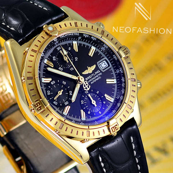 Breitling Chronomat 18K Solid Gold Black Dial K13352 Dan L