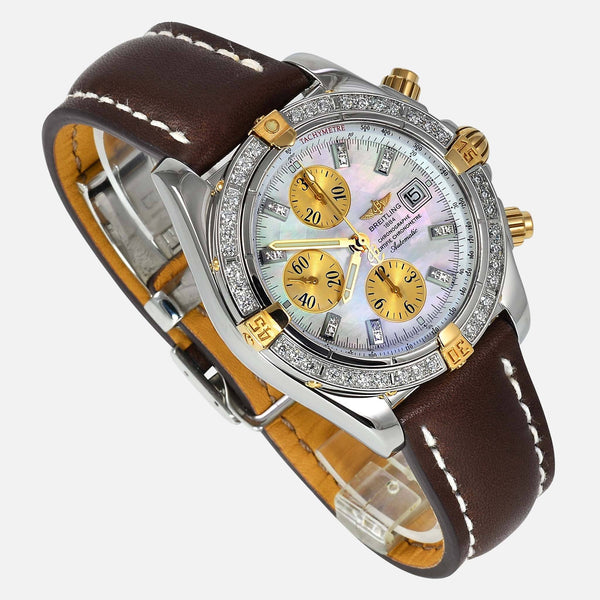 Breitling Chronomat Evolution 18K/SS Diamond Bezel Pearl