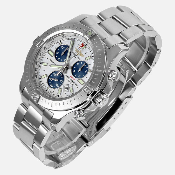 Breitling Colt 青文字盤 ステンレス Breitling Colt Chronograph Quartz Blue Dial Rubber Strap