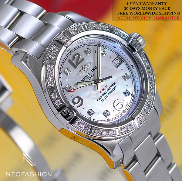 Breitling Colt Oceane Lady MOP dial & Diamond Bezel A77388 - NeoFashionStore