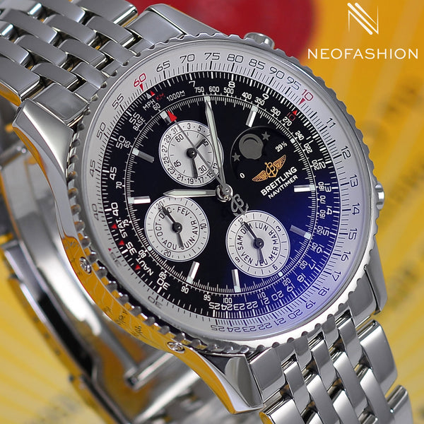 Breitling Navitimer Olympus Moon Phase Annual Calendar A19340 Black Dial - NeoFashionStore