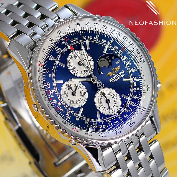 Breitling Navitimer Olympus Moon Phase Annual Calendar A19340 Blue Dial - NeoFashionStore