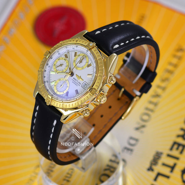 Breitling Chronomat 18K Solid Gold White Dial K13352 Dan L