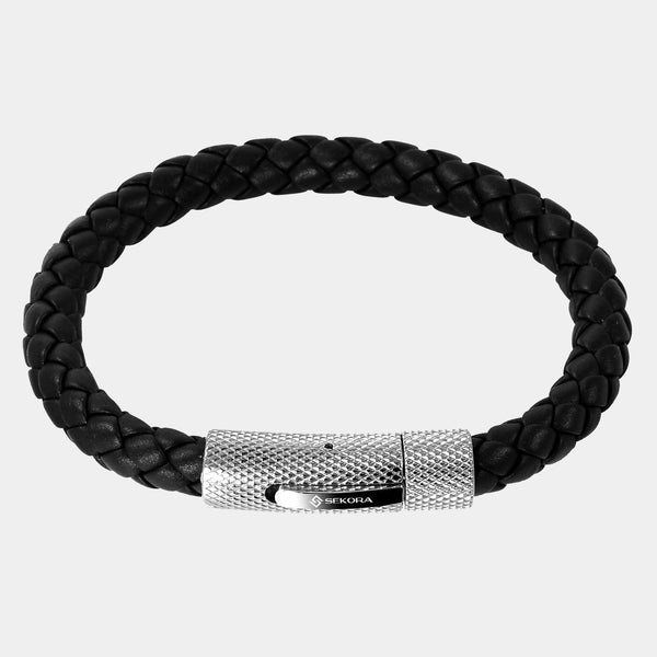 Sekora Black Braided Nappa Leather Bracelet - NeoFashionStore