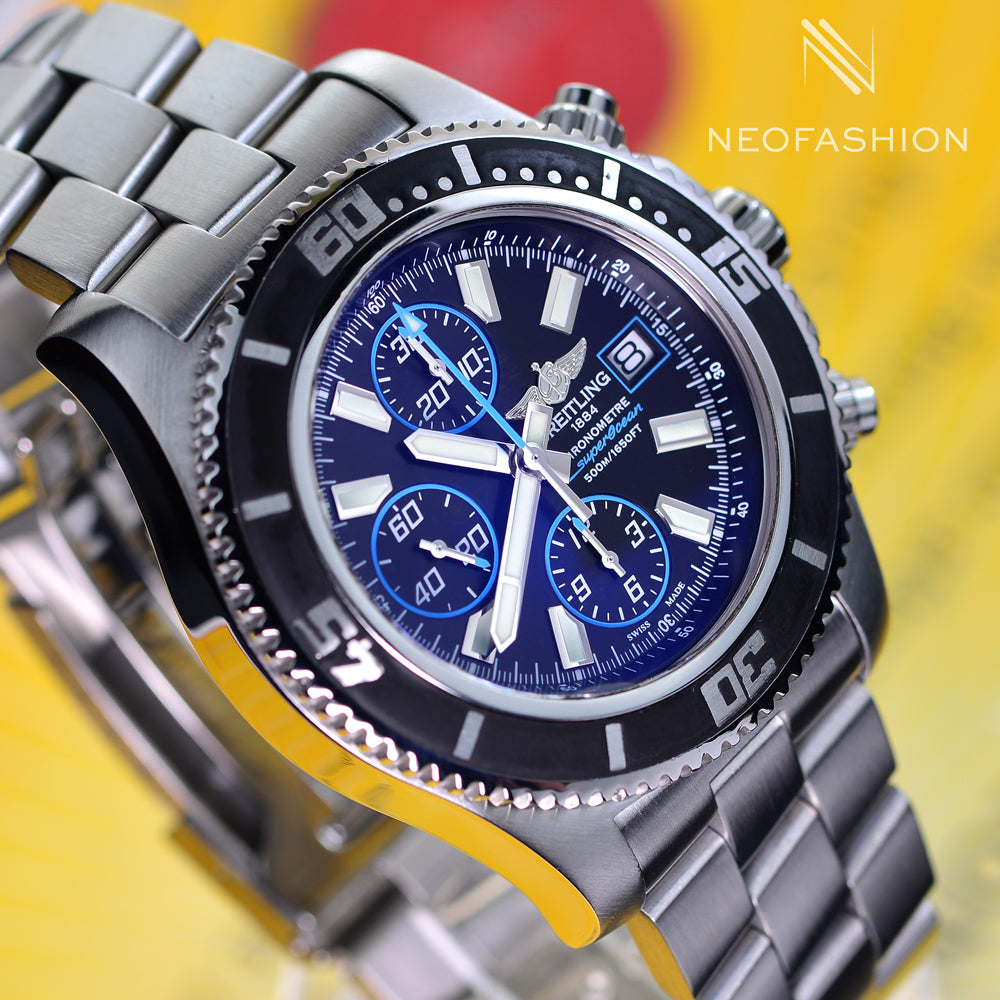 Breitling Superocean II Chronograph Black Dial Blue Accents A13341