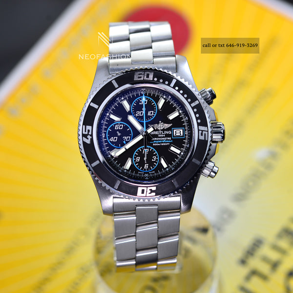 Breitling Superocean II Chronograph Black Dial Blue Accents A13341