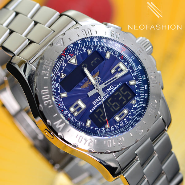 Breitling Airwolf Professional Chronometer SS 43mm Blue Dial Mens Watch A78363