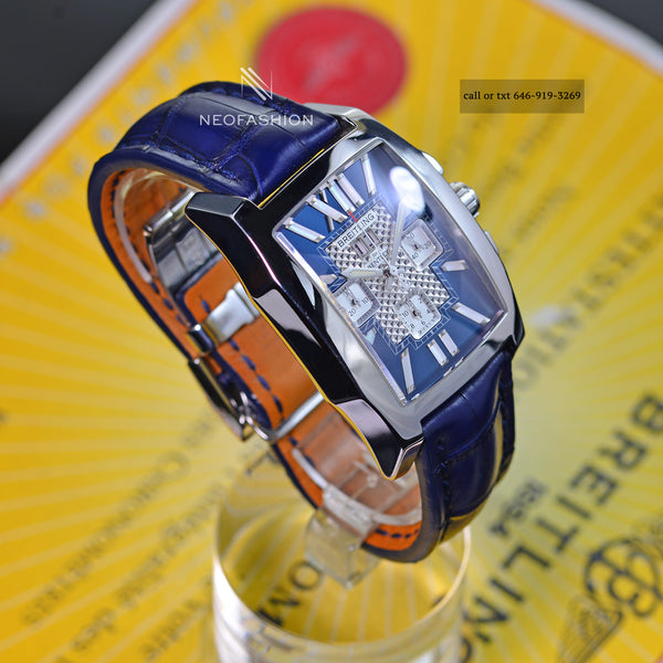 Breitling For Bentley Flying B Chronograph Stainless Steel Rare Blue Dial Mens Watch A44365