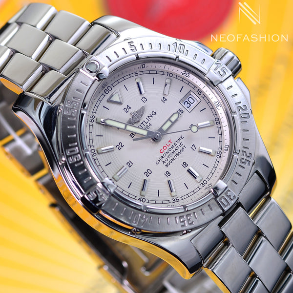 Breitling Colt Automatic 41mm Beautiful White Dial Mens Watch A17380