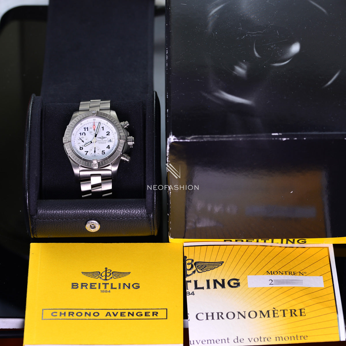 Breitling Chrono Avenger Titanium White Dial E13360 Mens Watch Alex A