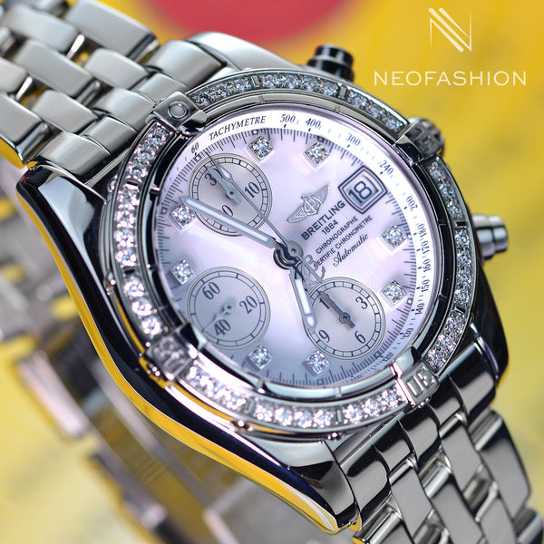 Breitling Cockpit Chronograph Factory Diamond Bezel MOP Diamond Dial A13357