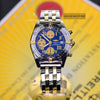 Breitling Cockpit Chronograph 18K Gold/SS Blue Dial Watch B13358