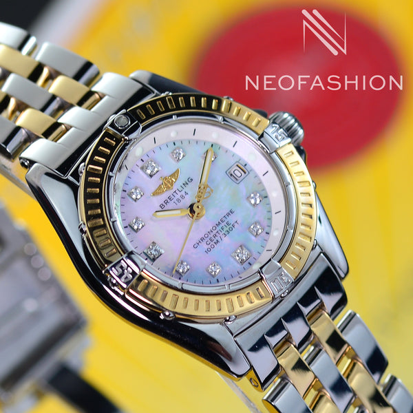 Breitling Callistino 18K Gold/SS Lady Factory Dimond Dial MOP Watch D72345