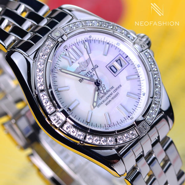 Breitling Cockpit 41 Automatic Big Date Factory MOP VVS Diamond Bezel A49350