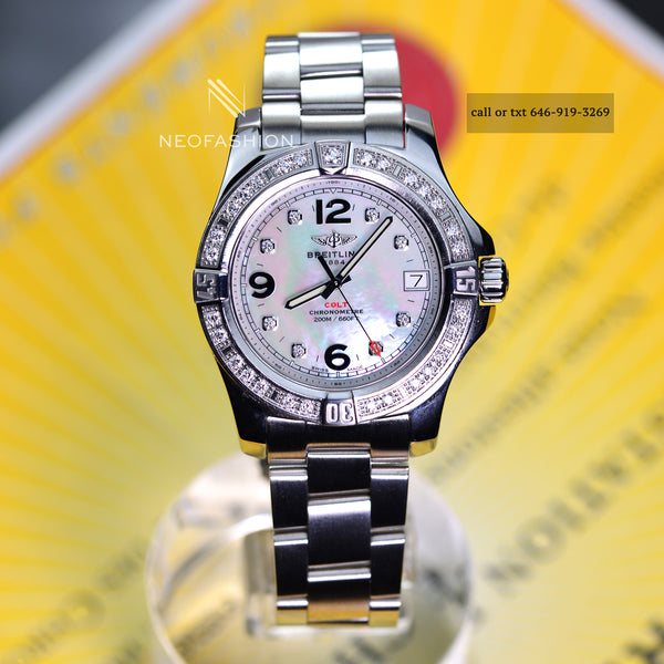 Breitling Colt 36 OEM MOP Diamond Dial & Bezel Lady Watch A74389