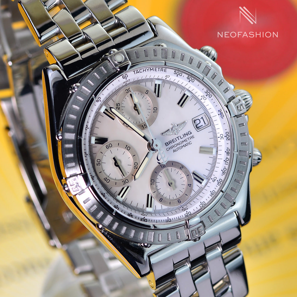 Breitling Chronomat SS 39mm Rare Mother Of Pearl Dial Mens Watch A13352