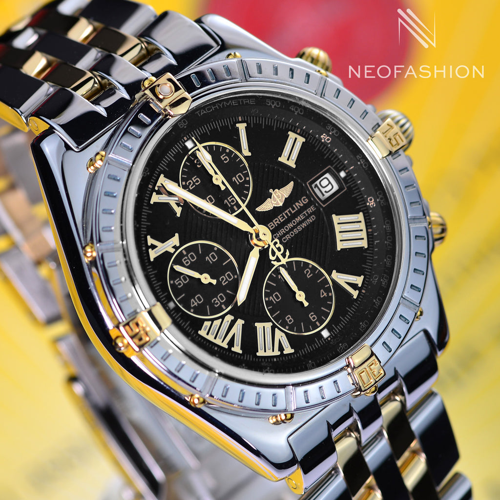Breitling Crosswind 18K Gold/Stainless Steel Black Dial B13355