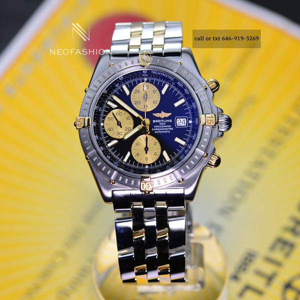 Breitling Crosswind Racing Black Dial Two-Tone 18K Gold/SS Mens Watch B13355