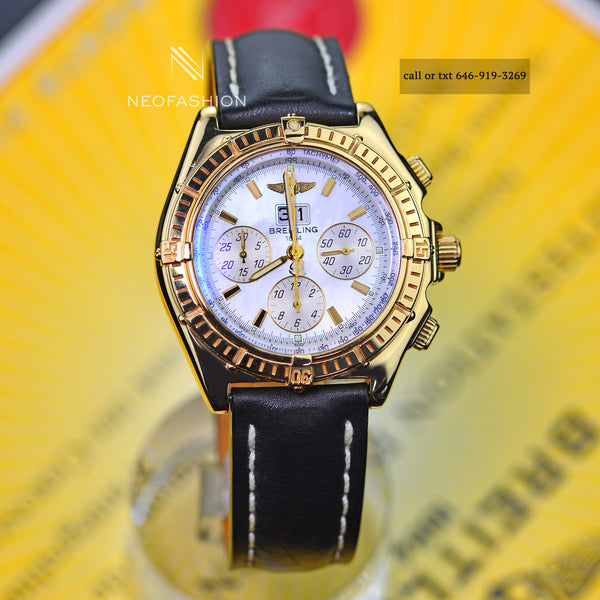 Breitling Crosswind Special Solid 18K Gold Mother Of Pearl Dial Mens Watch K44355