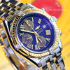 Breitling Crosswind 2 Tone 18K Gold Bezel/Stainless Steel Blue Dial Mens Watch D13355