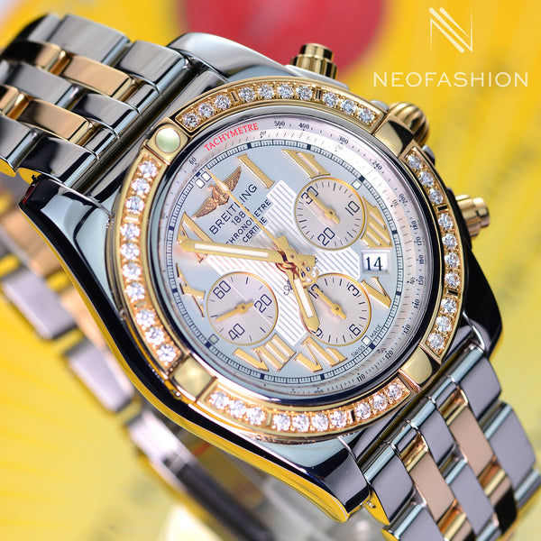 Breitling Chronomat B01 44mm 18K Rose Gold/Steel Diamond Bezel CB0110