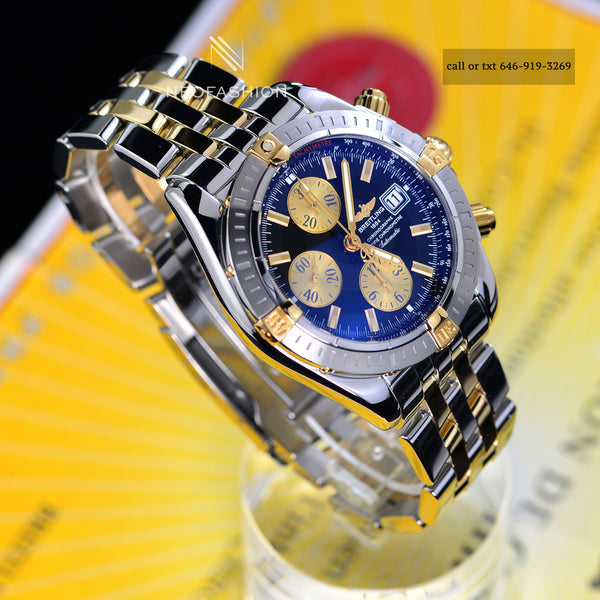 Breitling Chronomat Evolution 18K Gold/Steel Black Dial B13356