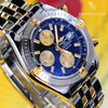 Breitling Chronomat Evolution 2 Tone 18K Gold/Stainless Steel Black Dial Mens Watch B13356