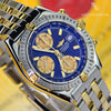 Breitling Chronomat 2 Tone 18K Gold & Stainless Steel 39mm Blue Dial Mens Watch B13352