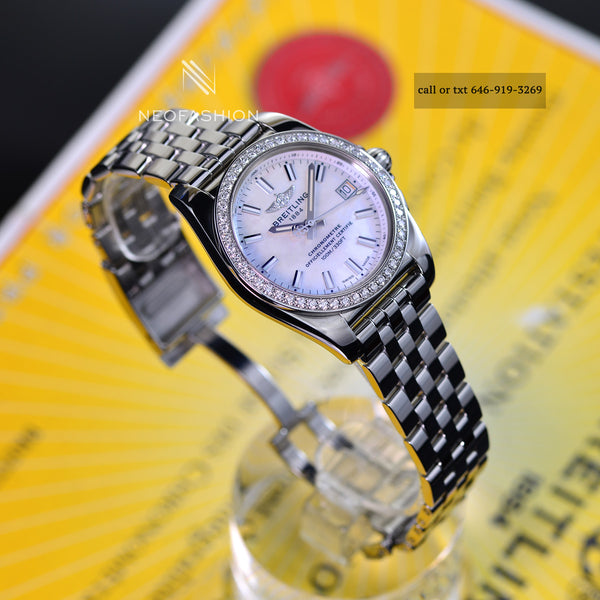 Breitling Galactic 36 Sleek T Factory Original 1.250 TW/WS Diamond Bezel MOP Dial A74330