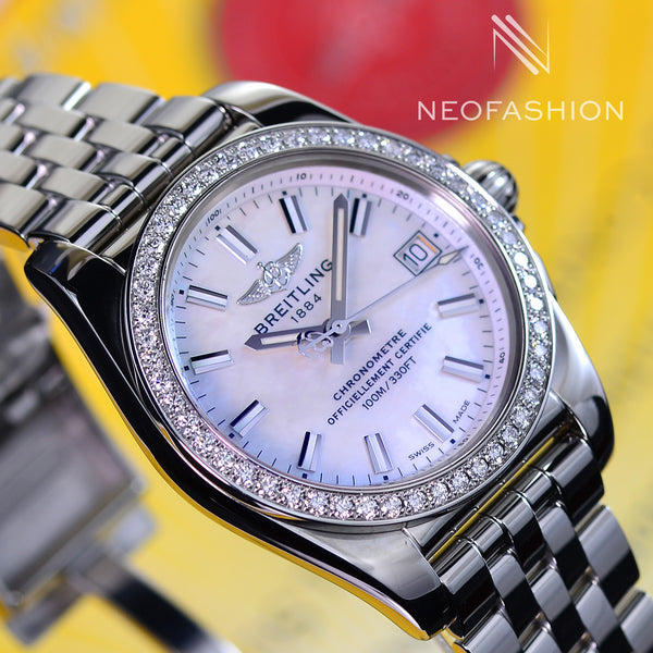 Breitling Galactic 36 Sleek T Factory Original 1.250 TW/WS Diamond Bezel MOP Dial A74330