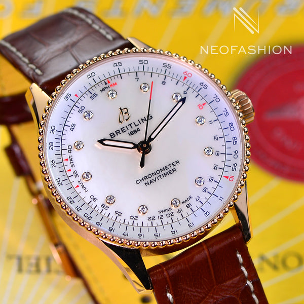 Breitling Navitimer Automatic 18K ROSE GOLD 36mm MOP DIAL R17327