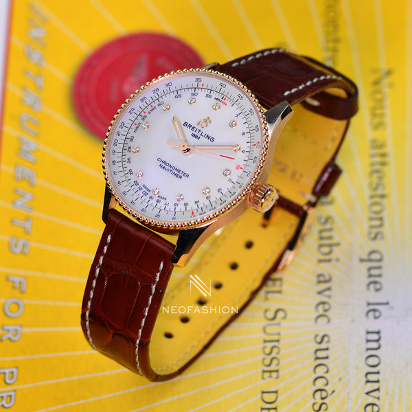 Breitling Navitimer Automatic 18K ROSE GOLD 36mm MOP DIAL R17327