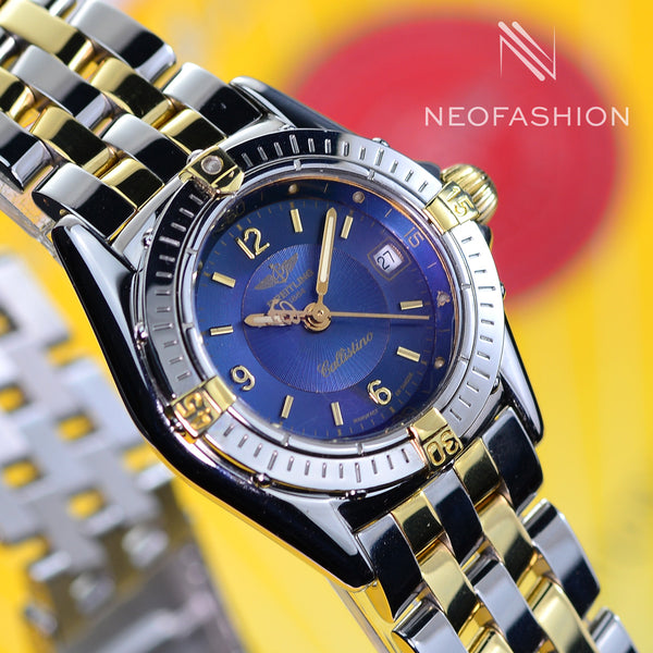 Breitling Callistino Lady 2 Tone 18K Gold/Stainless Steel Blue Dial Ladies Watch B52045