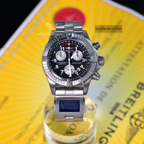 Silver wristwatch with a digital display on a yellow background, branded 'Neofashion'.