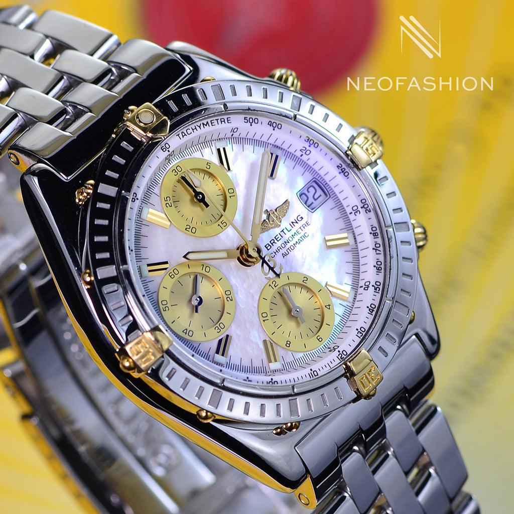 Breitling Chronomat 2 Tone 18K Gold/Steel Rare MOP Dial Mens Watch B13352