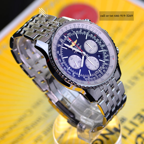 Breitling Navitimer B01 Chronograph SS 46mm Black Dial Mens Watch AB0127
