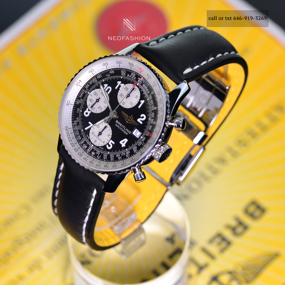 Breitling Navitimer Men's Black Watch with Stainless Steel/Yellow Gold  Bracelet - D13022 for sale online