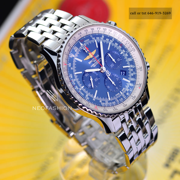 Breitling Navitimer B01 Chronograph 46mm Beautiful Blue Dial Mens Watch AB0127
