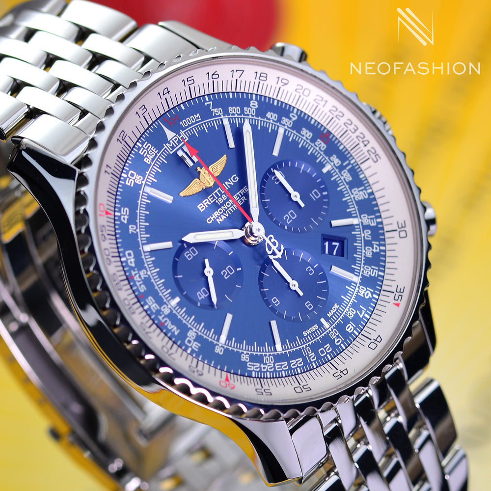 Breitling Navitimer B01 Chronograph 46mm Beautiful Blue Dial Mens Watch AB0127