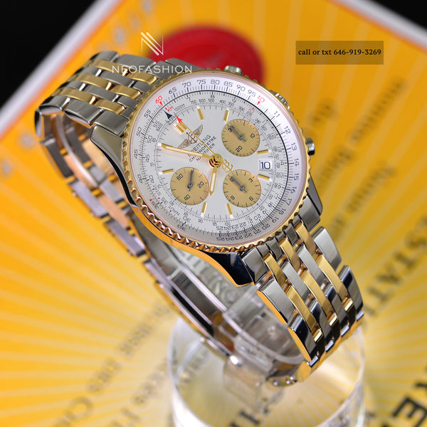 Breitling Navitimer 2 Tone 18K Gold/SS 42mm White Dial Mens Watch D23322