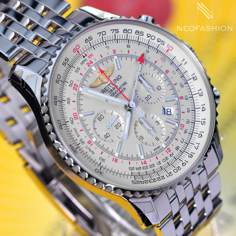Breitling Navitimer B04 Chronograph GMT 48 GMT White Dial Mens Watch AB0441