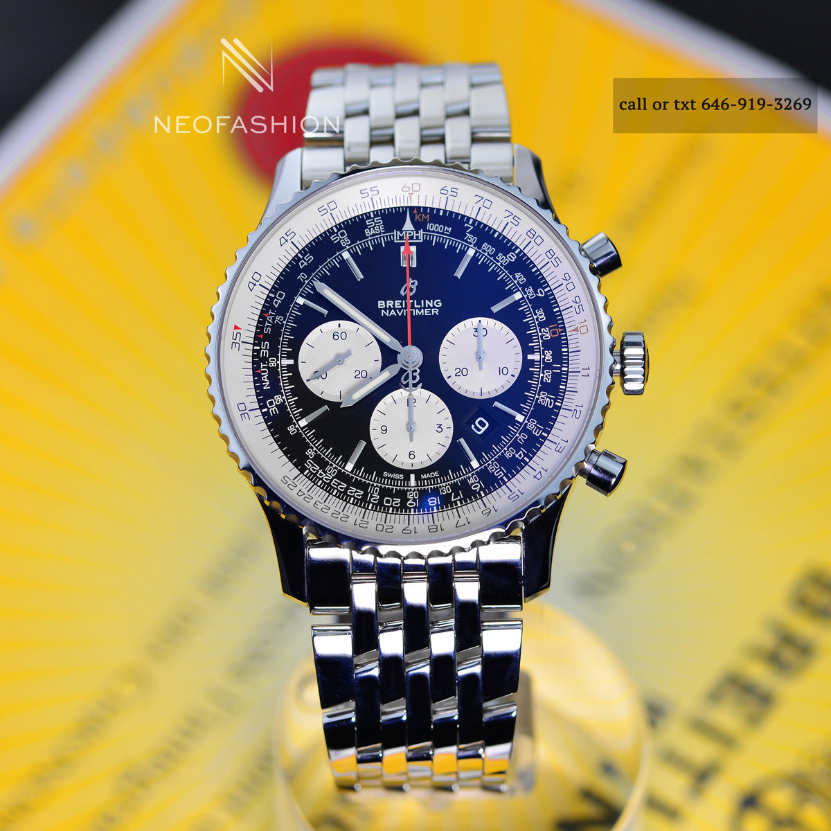 Breitling Navitimer B01 Chronograph 46mm Black Dial Watch AB0127 - DAN  ROYTER