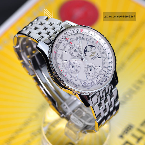 Breitling Navitimer Olympus SS 43mm White Dial Moon Phase Annual Calendar A19340