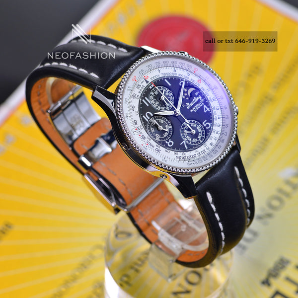 Breitling Navitimer Montbrillant Olympus Moon Phase Annual Calendar Black Dial Mens Watch A19350